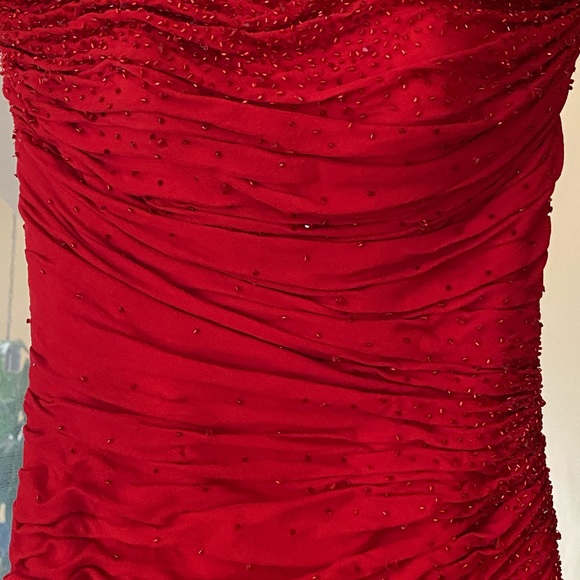 Long Silk Red beaded gown